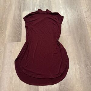 Burgundy High-Neck Tunic Top